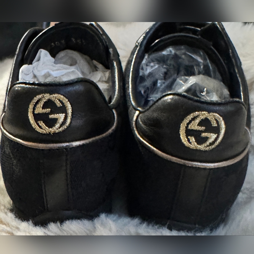 Authentic Gucci Monogram Nappa Canvas & Leather Sneakers - Picture 4 of 8